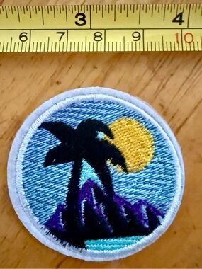 Tropical Palm Embroidered Patch - Blue, Yellow & Purple